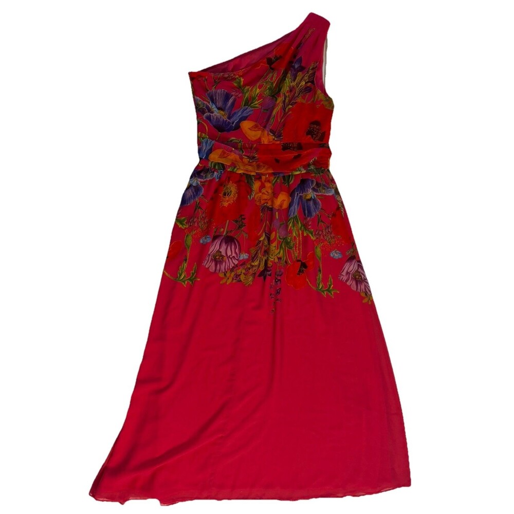 Alexia Admor Floral Halter Maxi Dress‎ Pink Chiffon Overlay Women Size 6